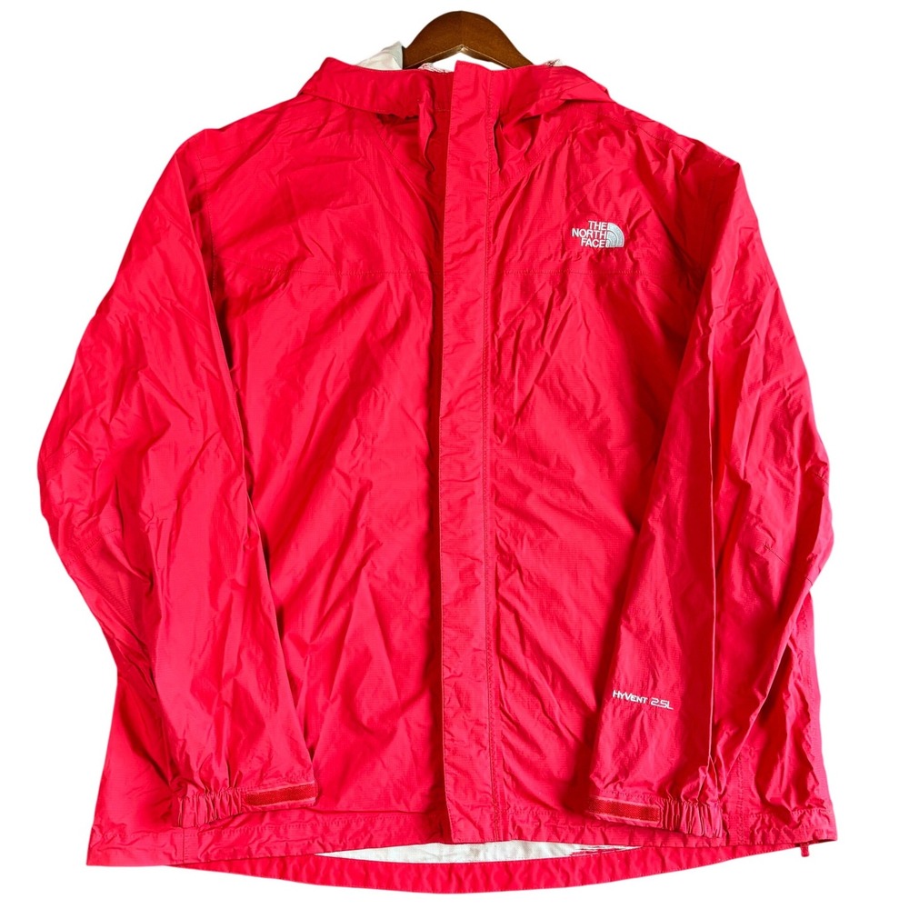 The North Face Mens HyVent 2.5L Rain Jacket XL Red Hooded Ripstop Shell Gorpcore